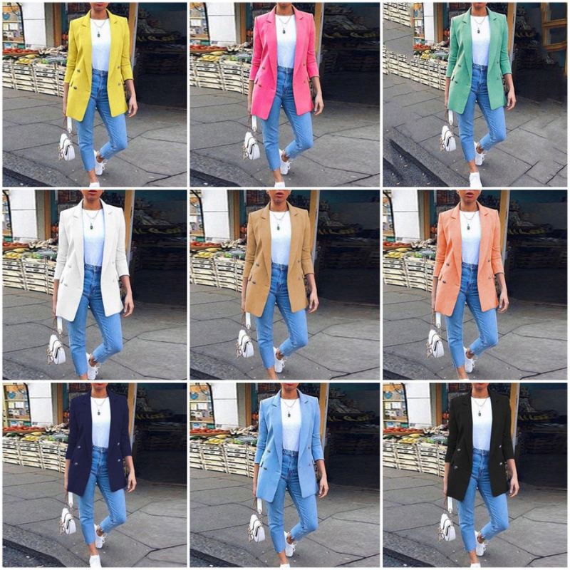GR | Women's Blazer Elegant Long Blazer with 3/4 Sleeves, Ideal for Business Looks