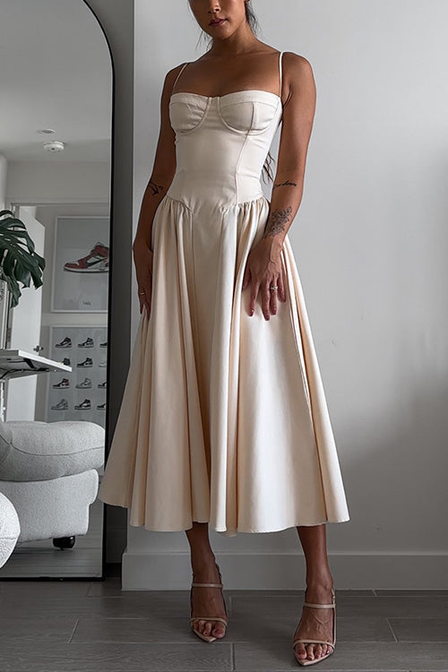 GR | Rosiedress Spaghetti-Träger Pocketed Korsett Swing Midi Kleid