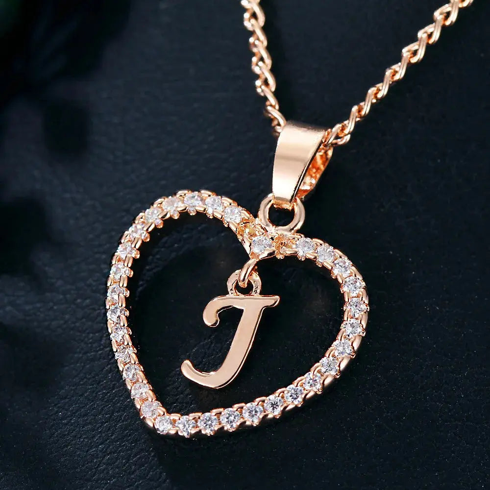 GR | Letter Zircon Love Necklace Jewelry Pendant