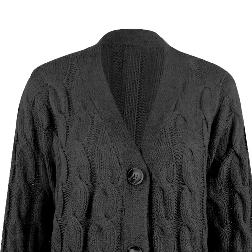GR | Stylische Lange Strickjacke Für Damen Mit Knopfleiste
