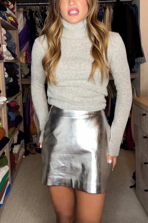 GR | Rosiedress Metallic Kunstleder Minirock