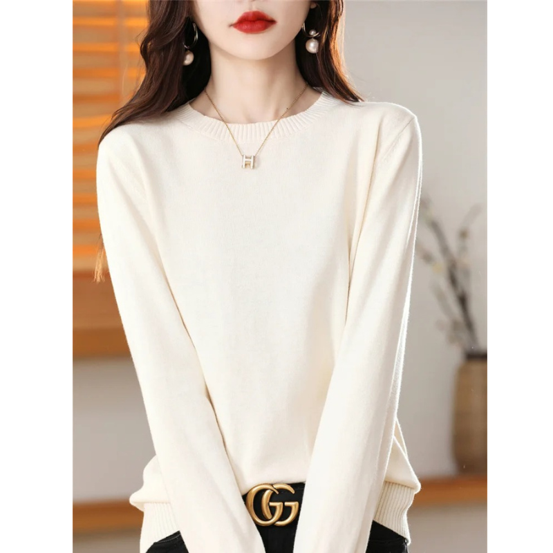 GR | Cashmere Pullover Damen Klassischer Rundhals, Weich & Atmungsaktiv