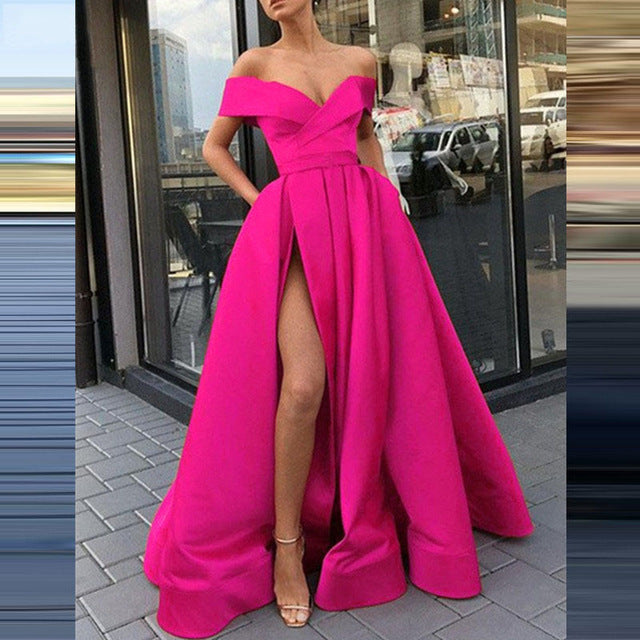 GR | eBay Satin Mehrfarbiges Tiefes V-Ausschnitt Kleid