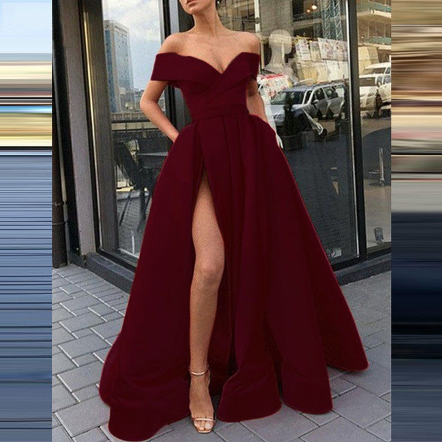 GR | eBay Satin Mehrfarbiges Tiefes V-Ausschnitt Kleid