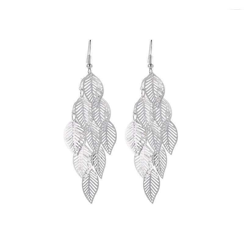 GR | Delicate layered earrings with leaves