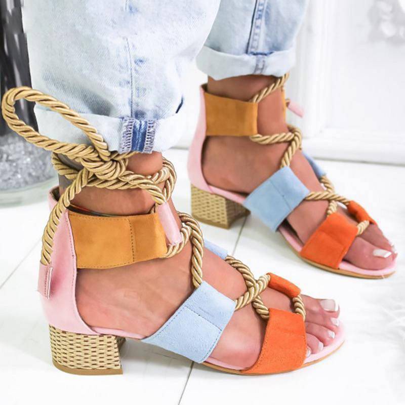GR | Gladiator-colored strappy heeled sandal