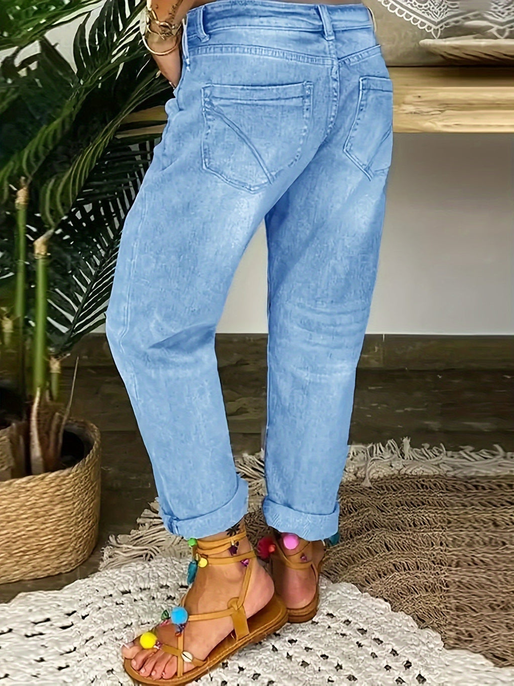 GR | Verwitterte Blaue Damen Stretchjeans