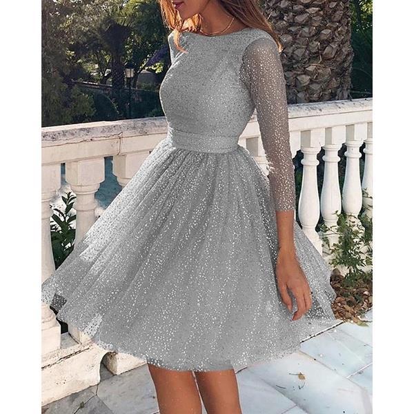 GR | Sexy Elegant Print Mesh V-Neck Evening Dresses