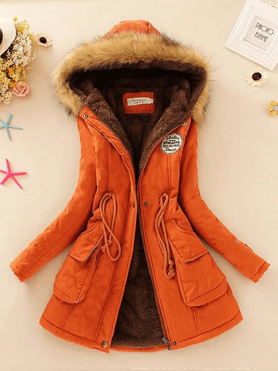 GR | Women's parka in mid-length style with zipper
