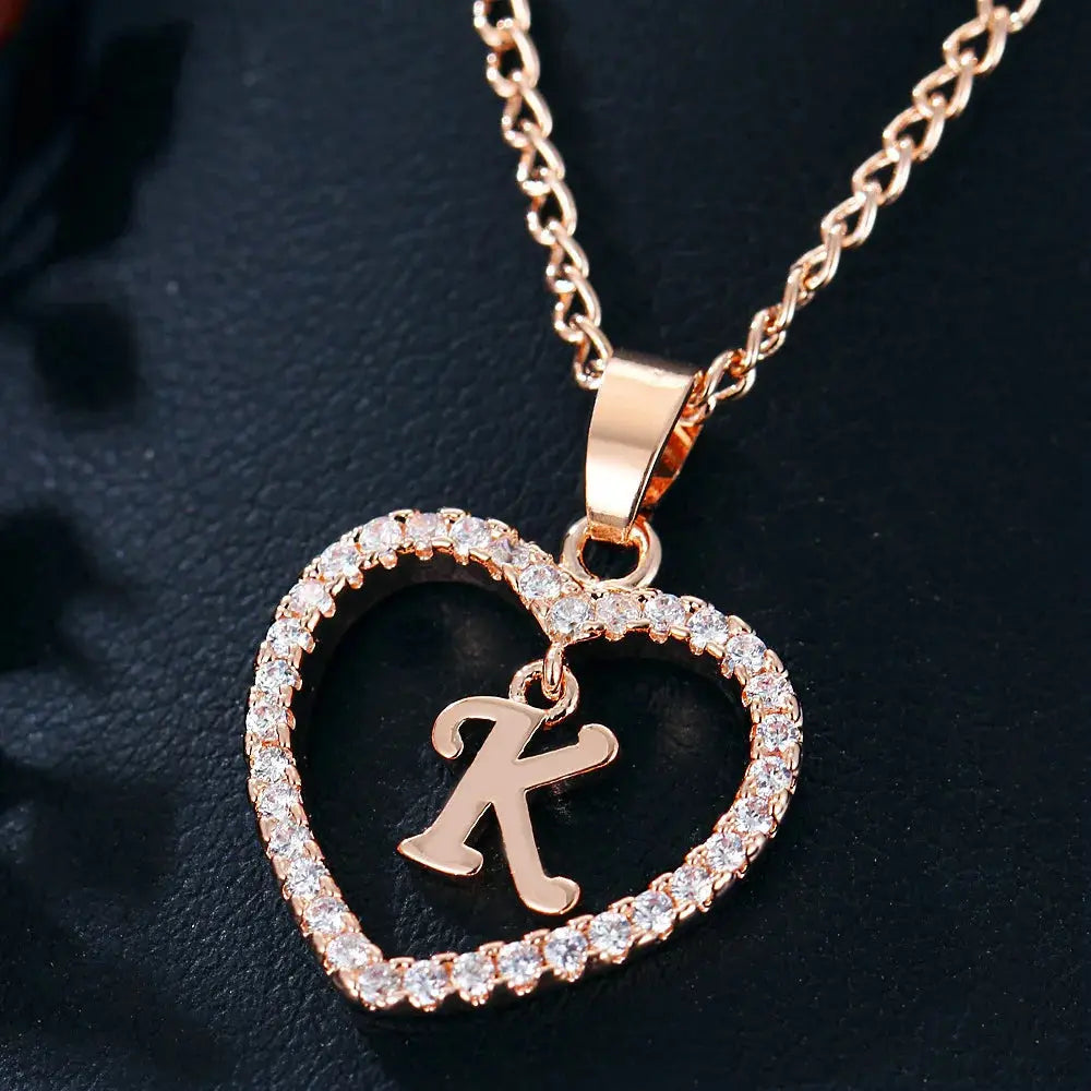 GR | Letter Zircon Love Necklace Jewelry Pendant