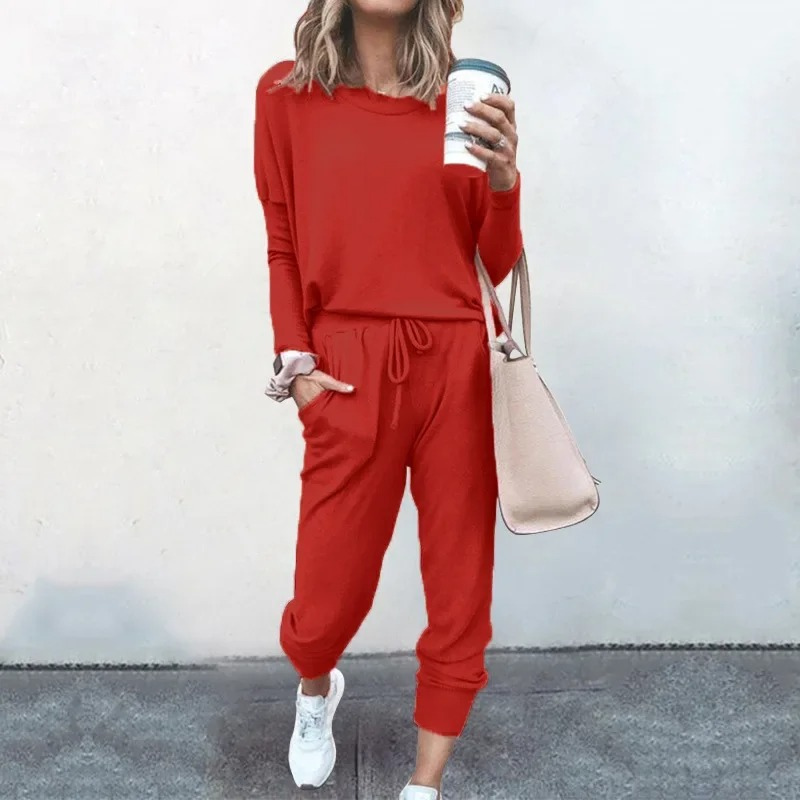 GR | Women's Loungewear Set, Comfortable Two-Piece with Drawstring and Long-Sleeved Shirt