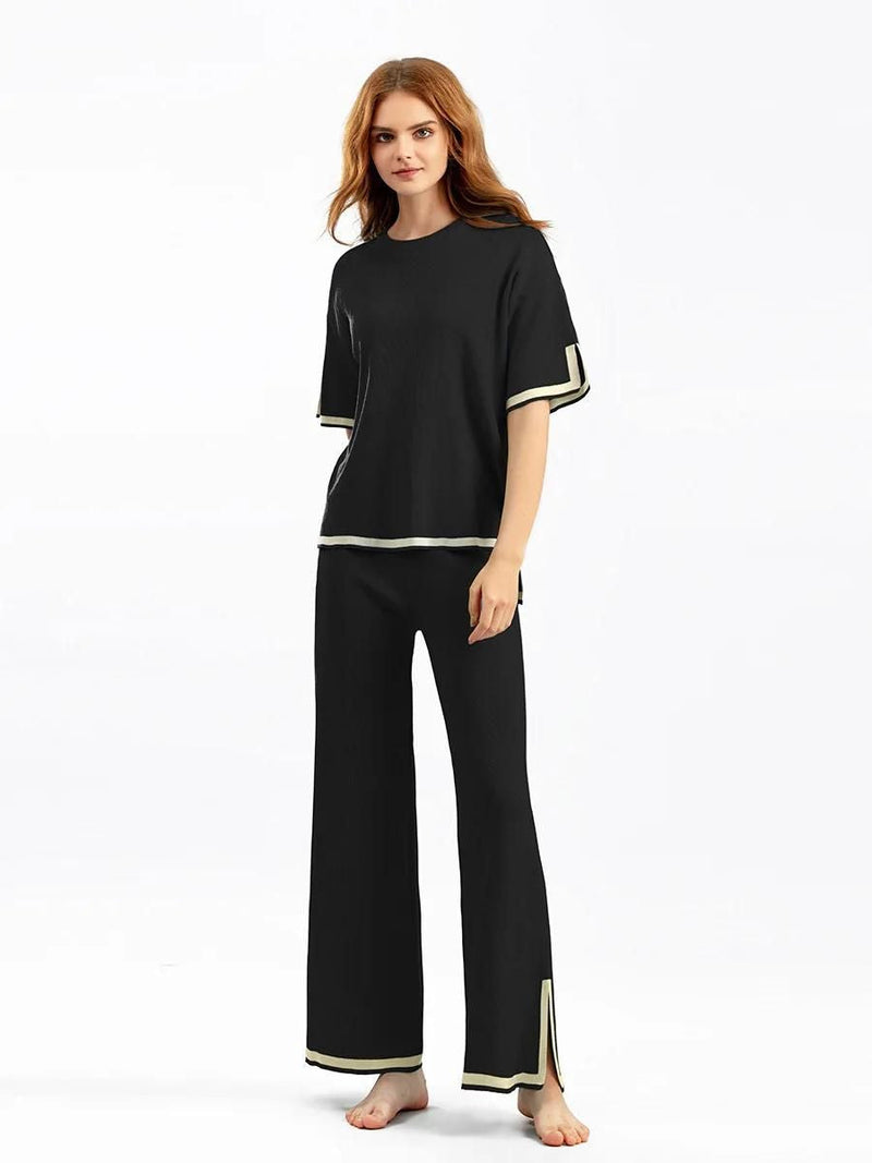 GR | Elegant short-sleeved two-piece set made of ice silk