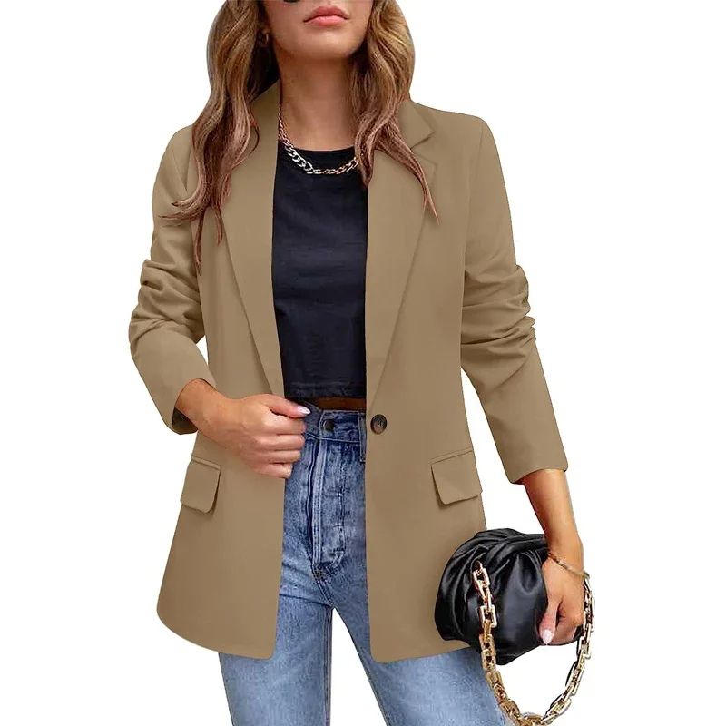 GR | Long women's blazer with flap pockets and tailored cut