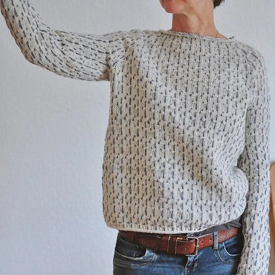 GR - Schicker grauer Pullover mit Rundhalsausschnitt