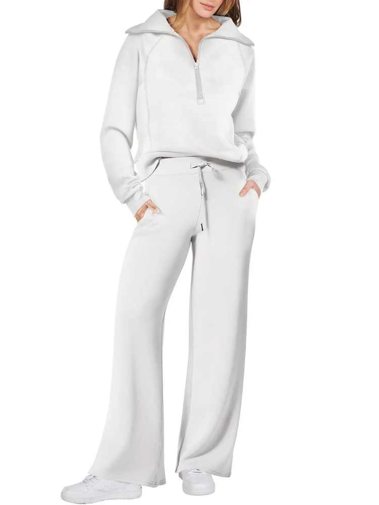 GR | Comfortable women's loungewear set with stand-up collar and drawstring, modern set