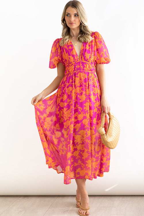GR | Real Love Print Puff Sleeve Maxi Dress