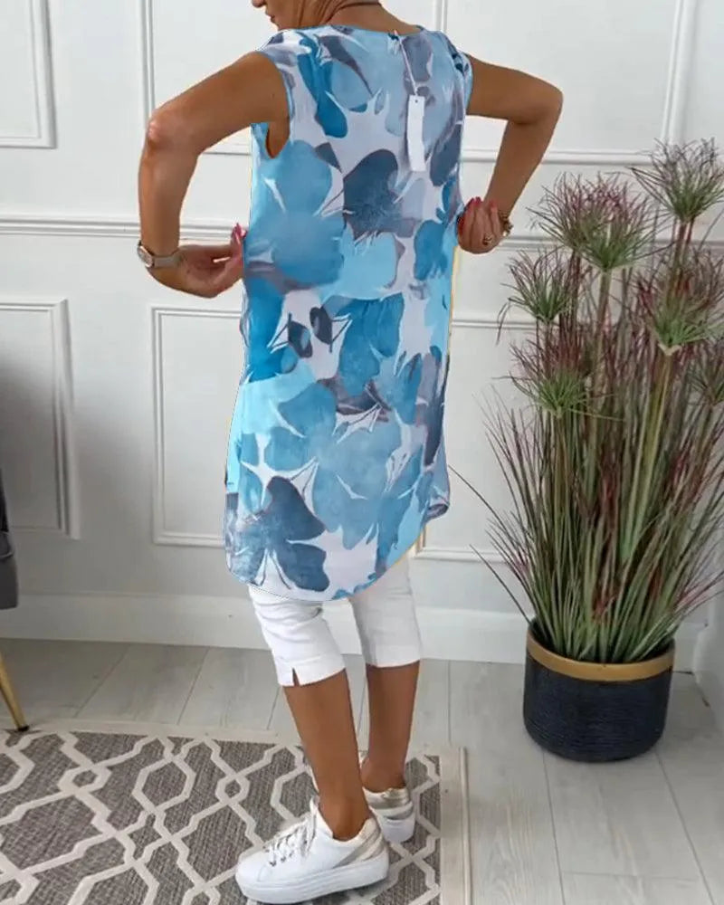 GR | Summer dress with asymmetrical cut and high slit
