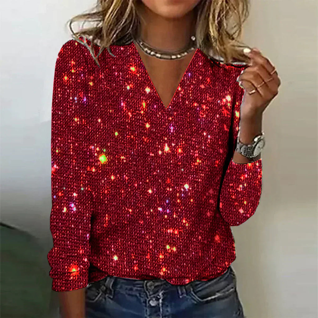 GR | Shiny V-neck sweater