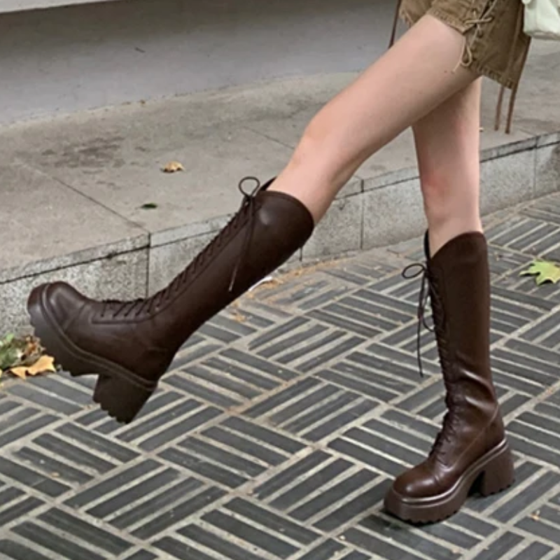 GR | High Boots Women's Boots with Laces and Sturdy Heel