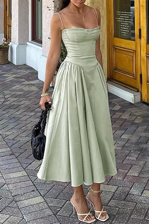 GR | Rosiedress Spaghetti-Träger Pocketed Korsett Swing Midi Kleid