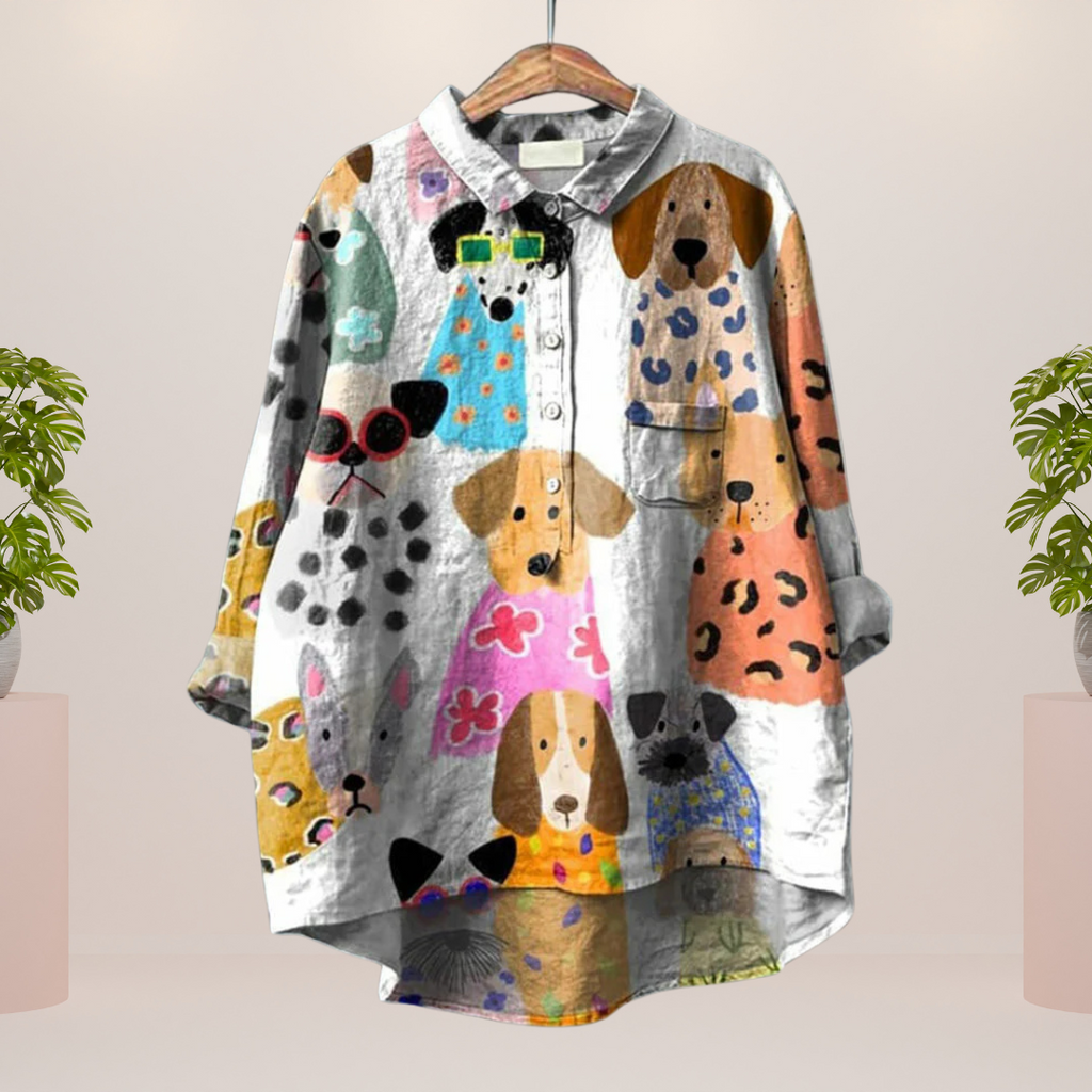 GR | Exklusives Damenhemd mit Kunstdruck