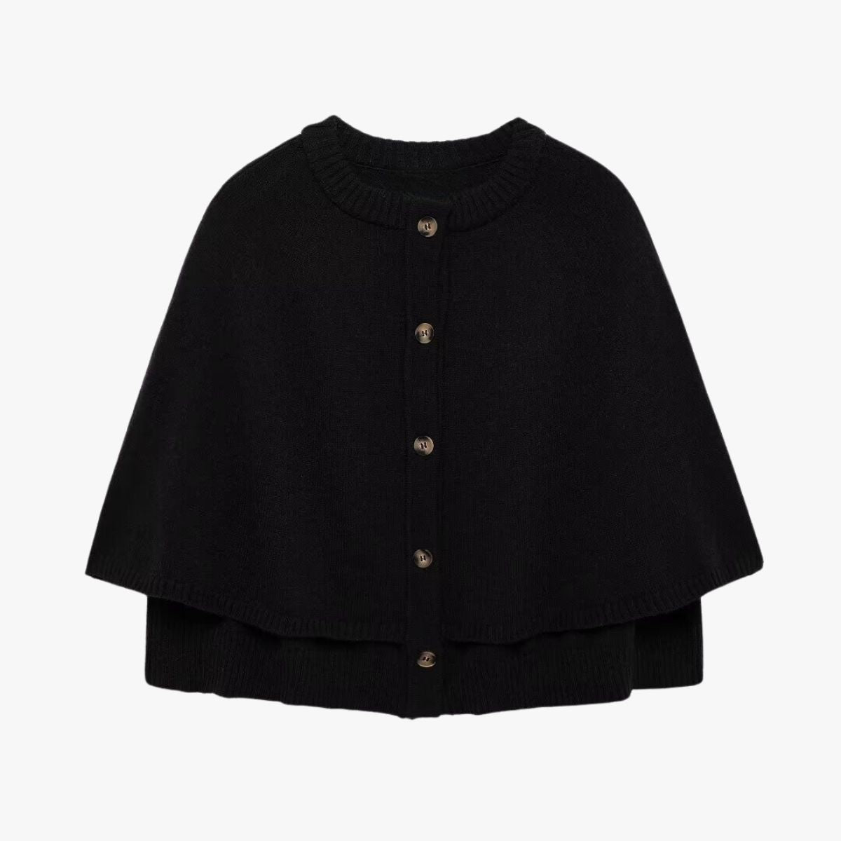 GR | Strick Cape Mit Knöpfen Und Gestuftem Saum