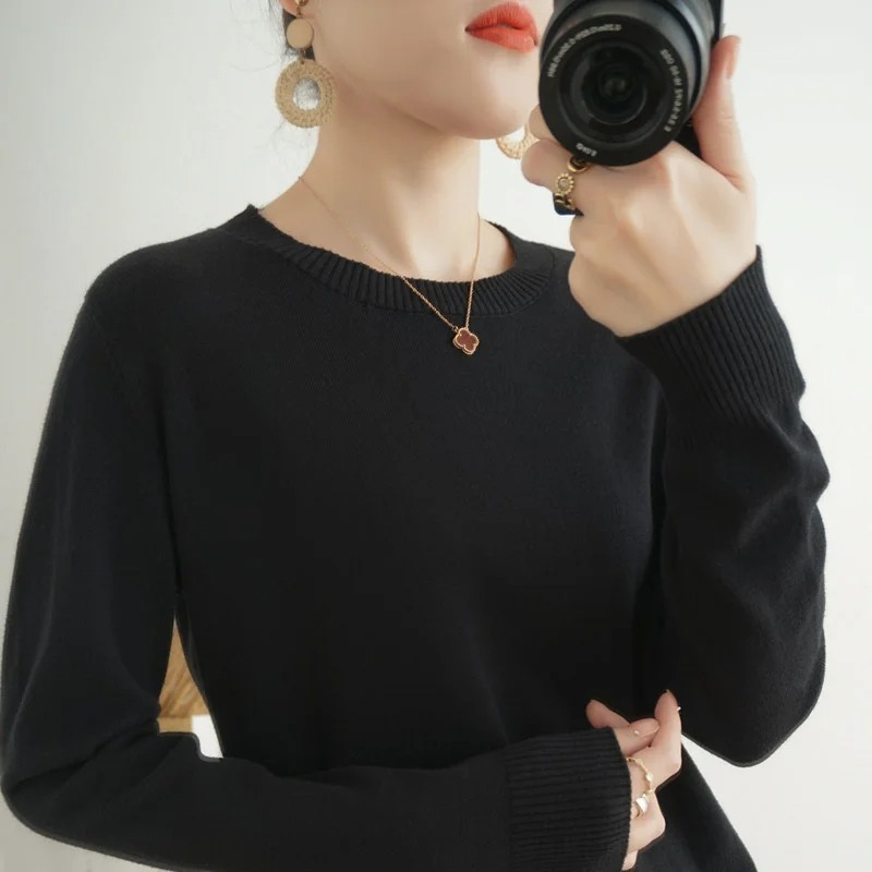GR | Cashmere Pullover Damen Klassischer Rundhals, Weich & Atmungsaktiv