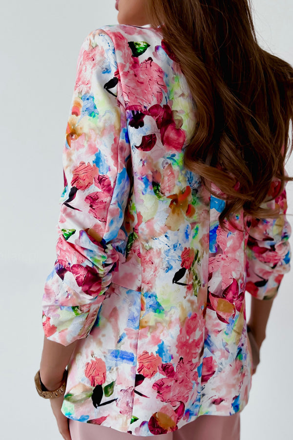 GR | Free and Genuine Floral Lapel Leisure Suit Blazer