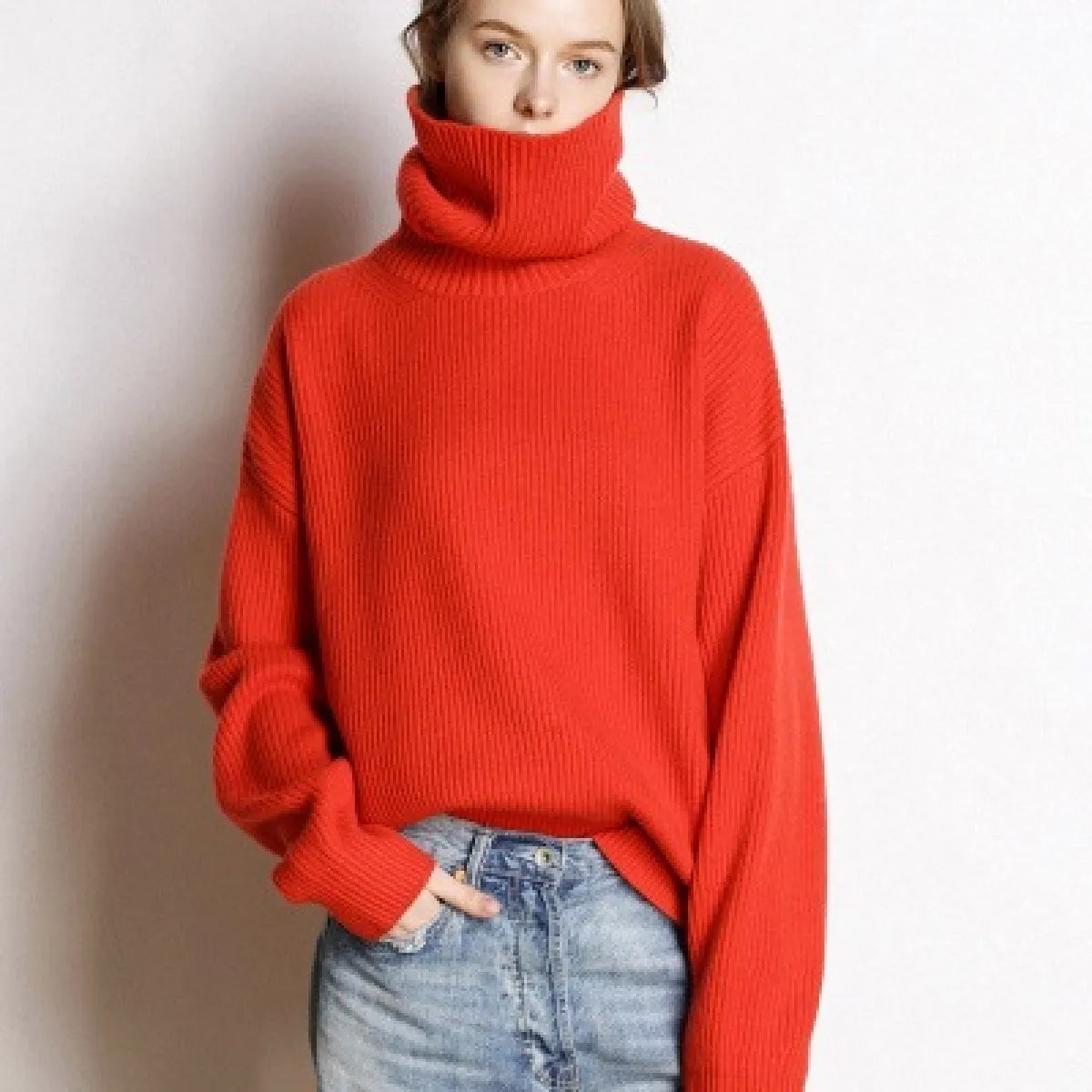 GR - Lockere Und Lässige Rollkragenpullover
