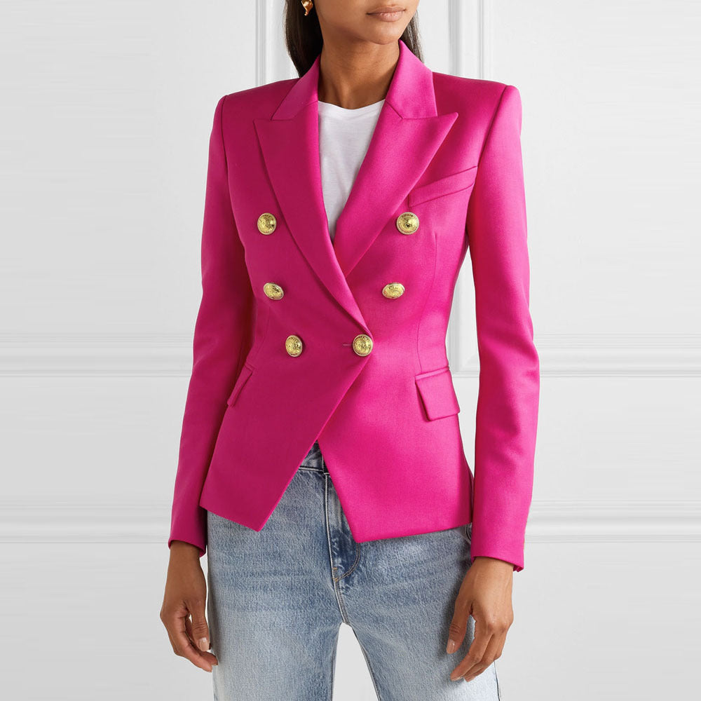 Women's blazer in a double-button design with gold accents, size GR