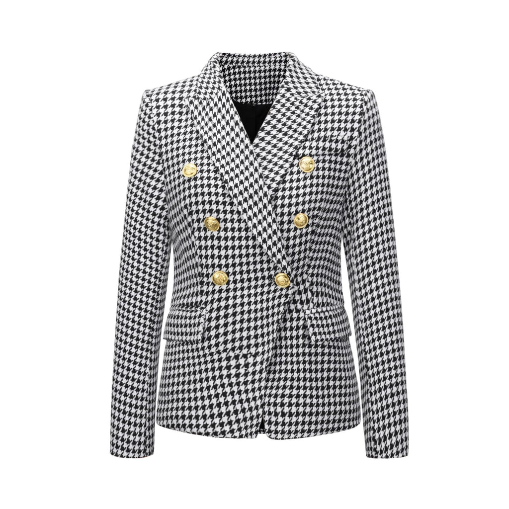 Women's blazer in a double-button design with gold accents, size GR