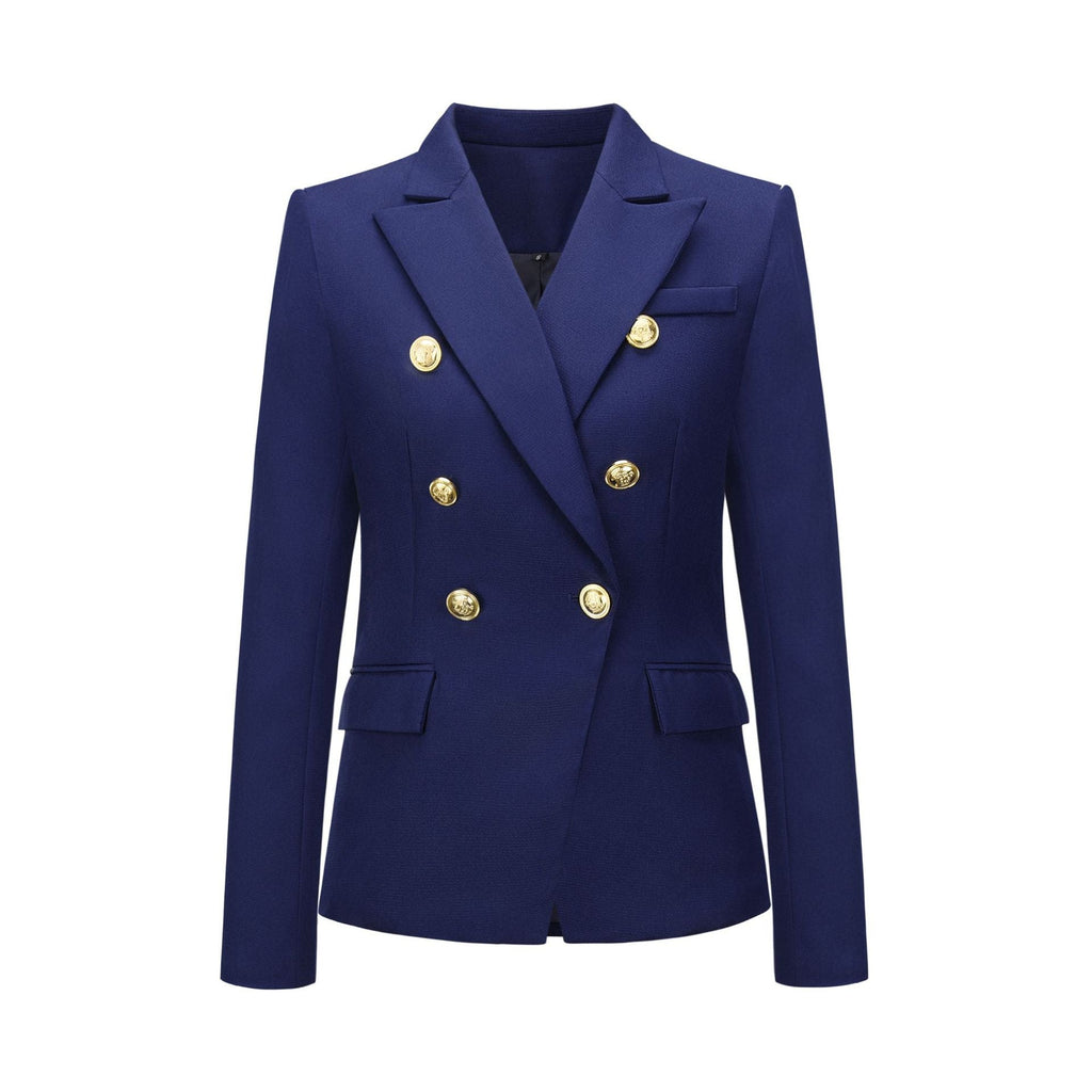 Women's blazer in a double-button design with gold accents, size GR