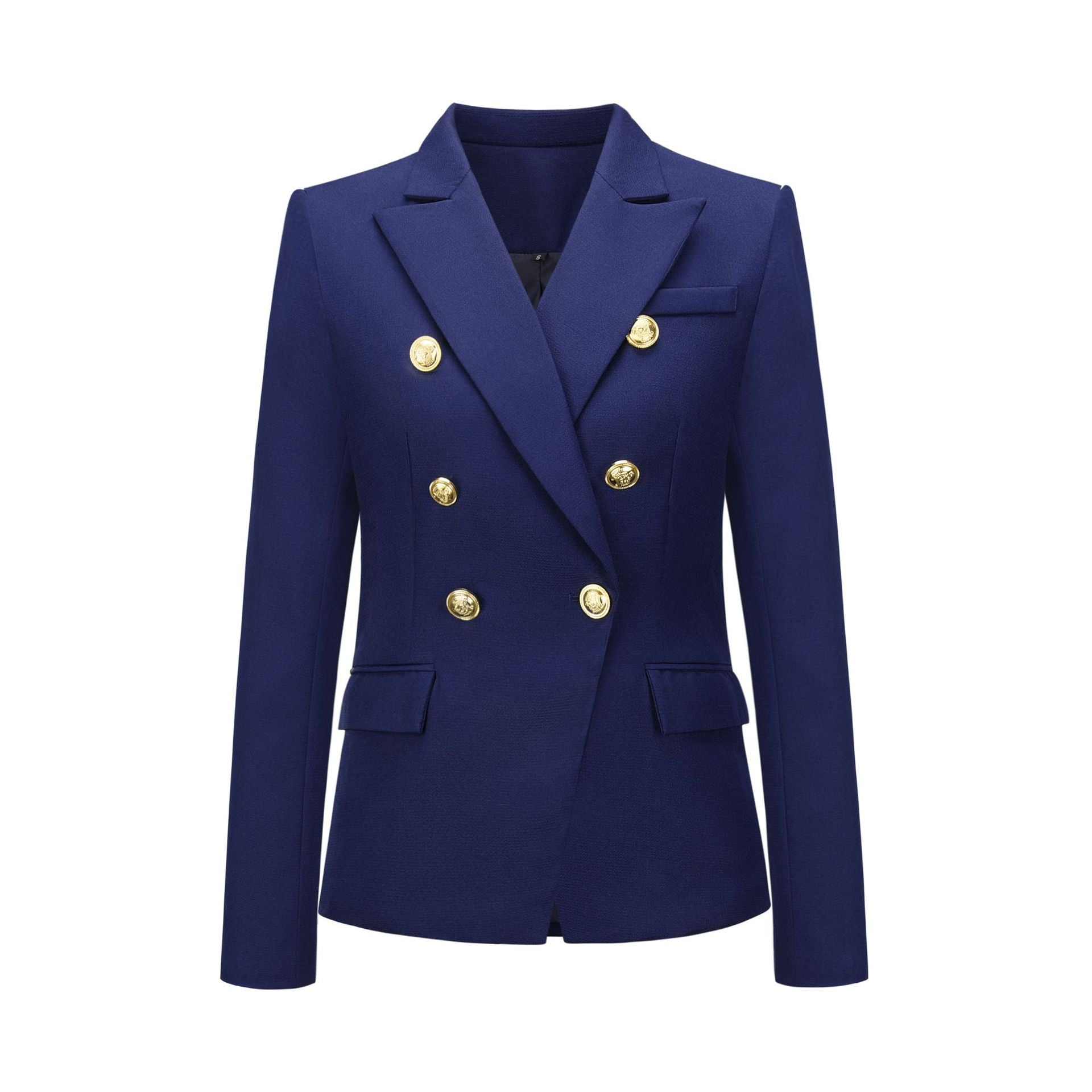 Women's blazer in a double-button design with gold accents, size GR