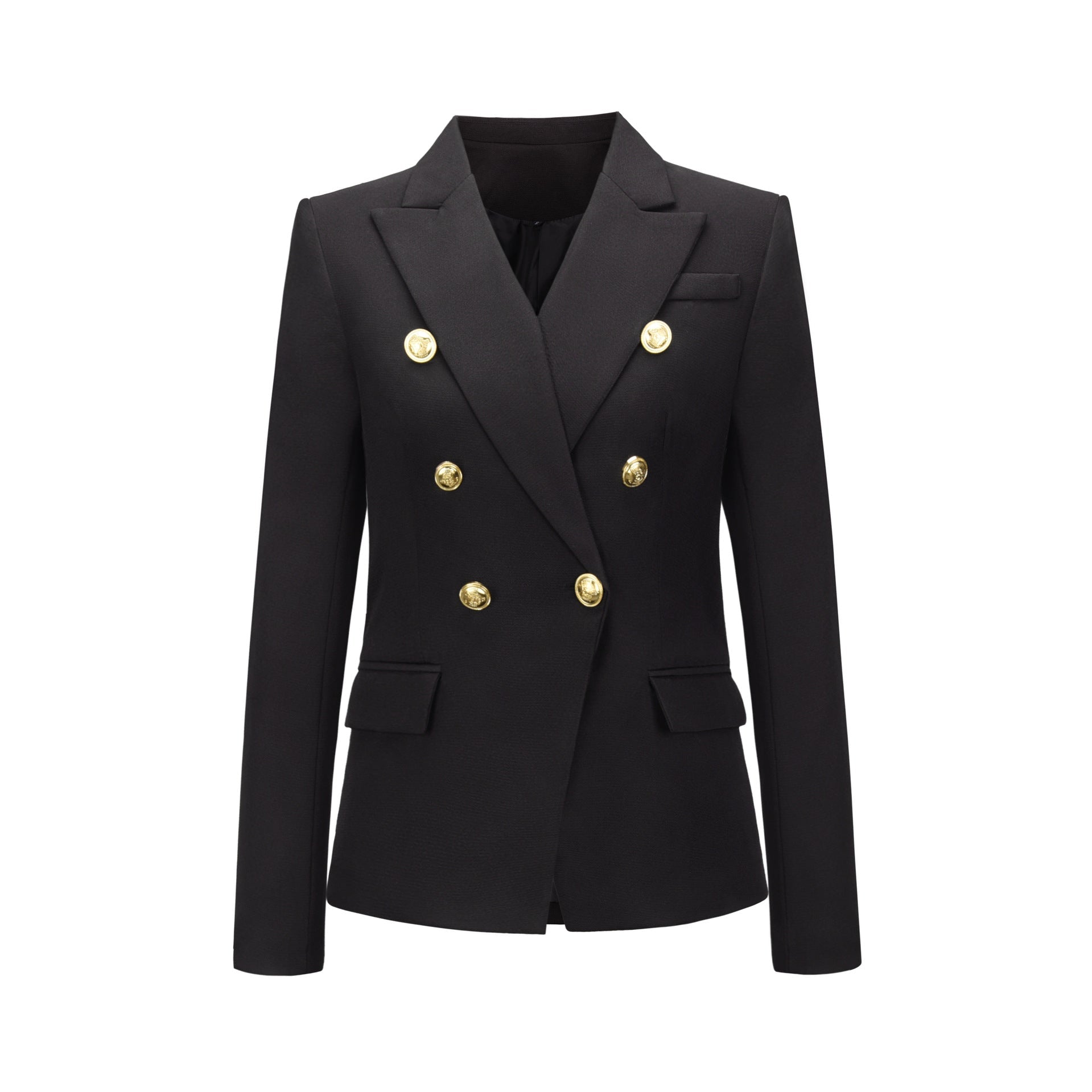 Women's blazer in a double-button design with gold accents, size GR