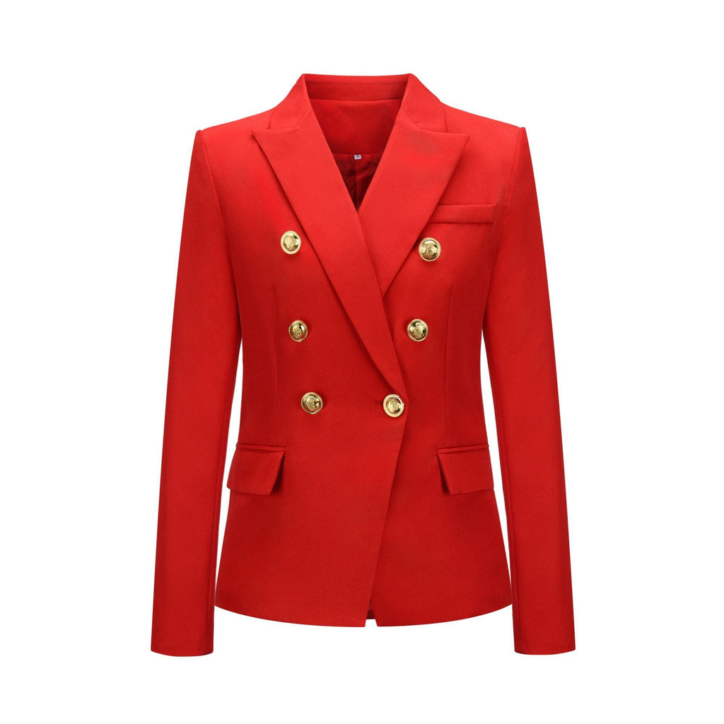 Women's blazer in a double-button design with gold accents, size GR