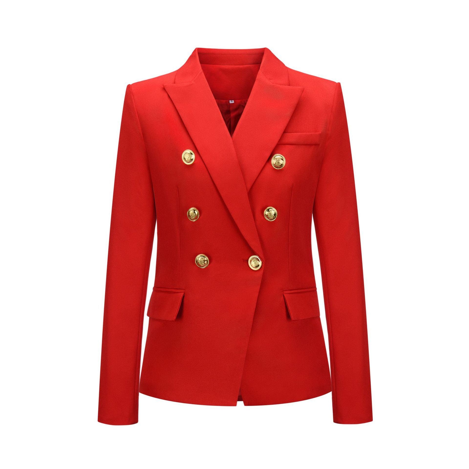 Women's blazer in a double-button design with gold accents, size GR