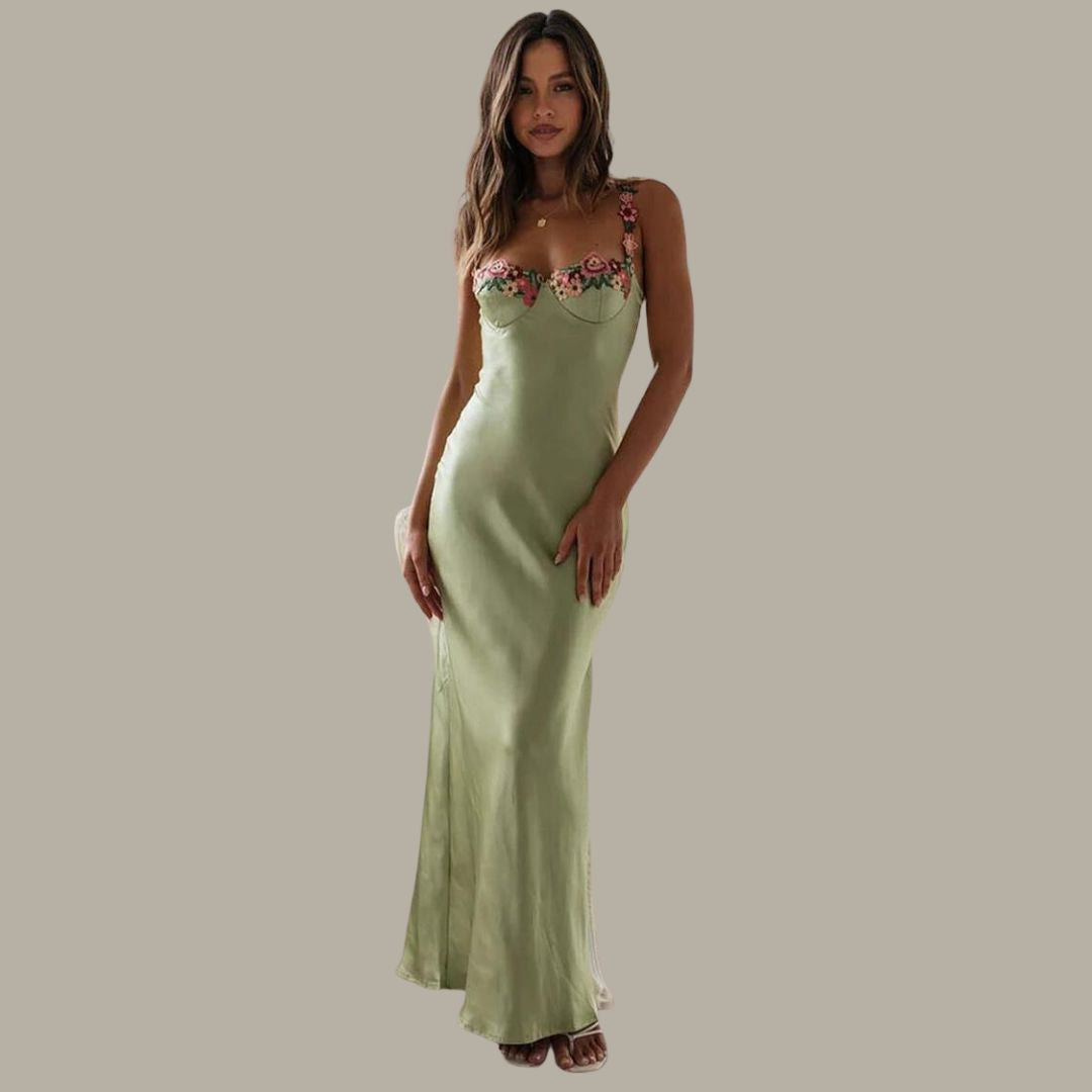 GR | Embroidered satin dress