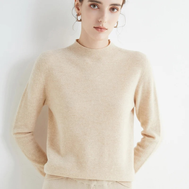 GR | Women's Cashmere Round Neck Sweater - Soft and Lightweight Knit Sweater