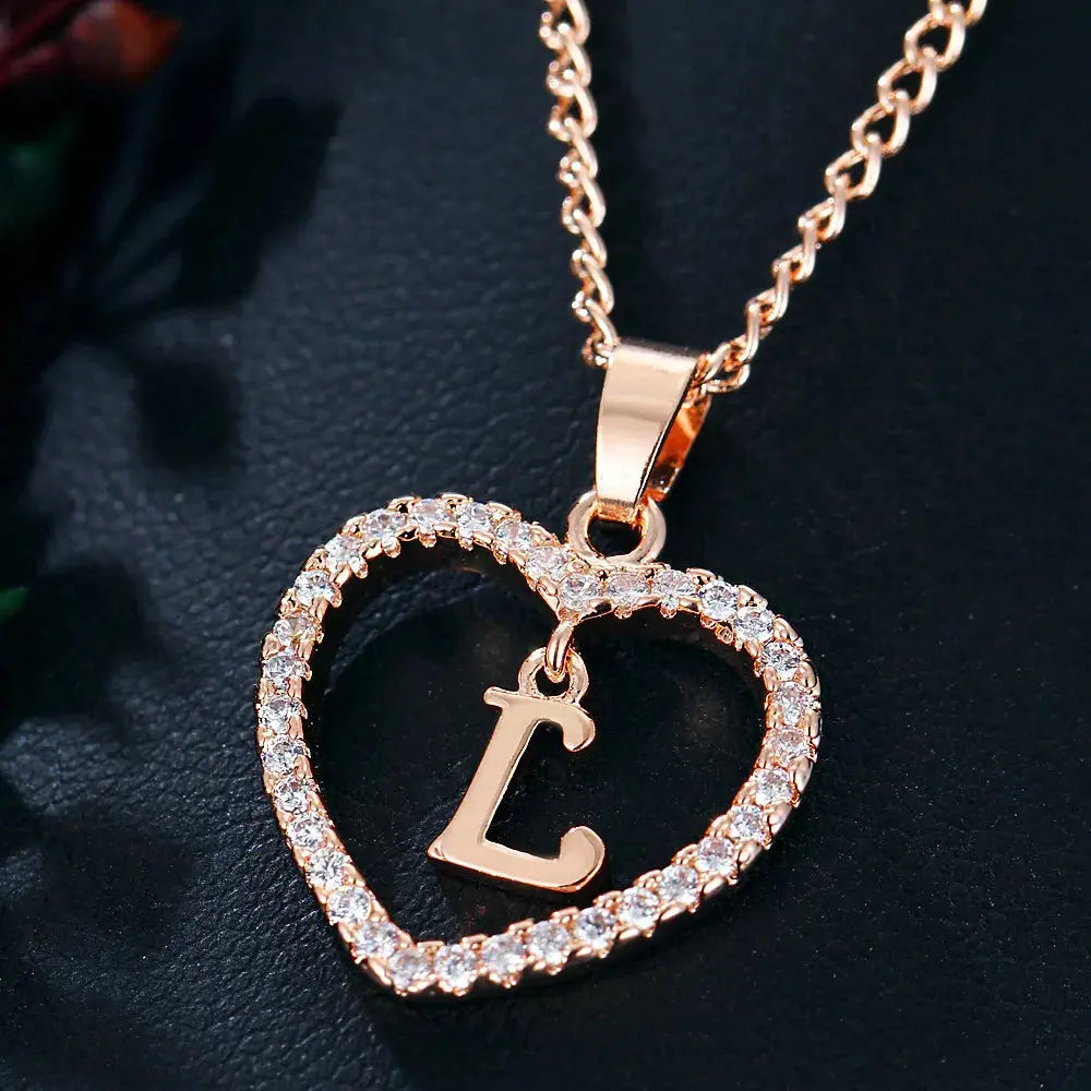 GR | Letter Zircon Love Necklace Jewelry Pendant
