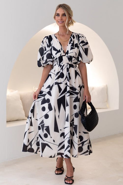 GR | Real Love Print Puff Sleeve Maxi Dress