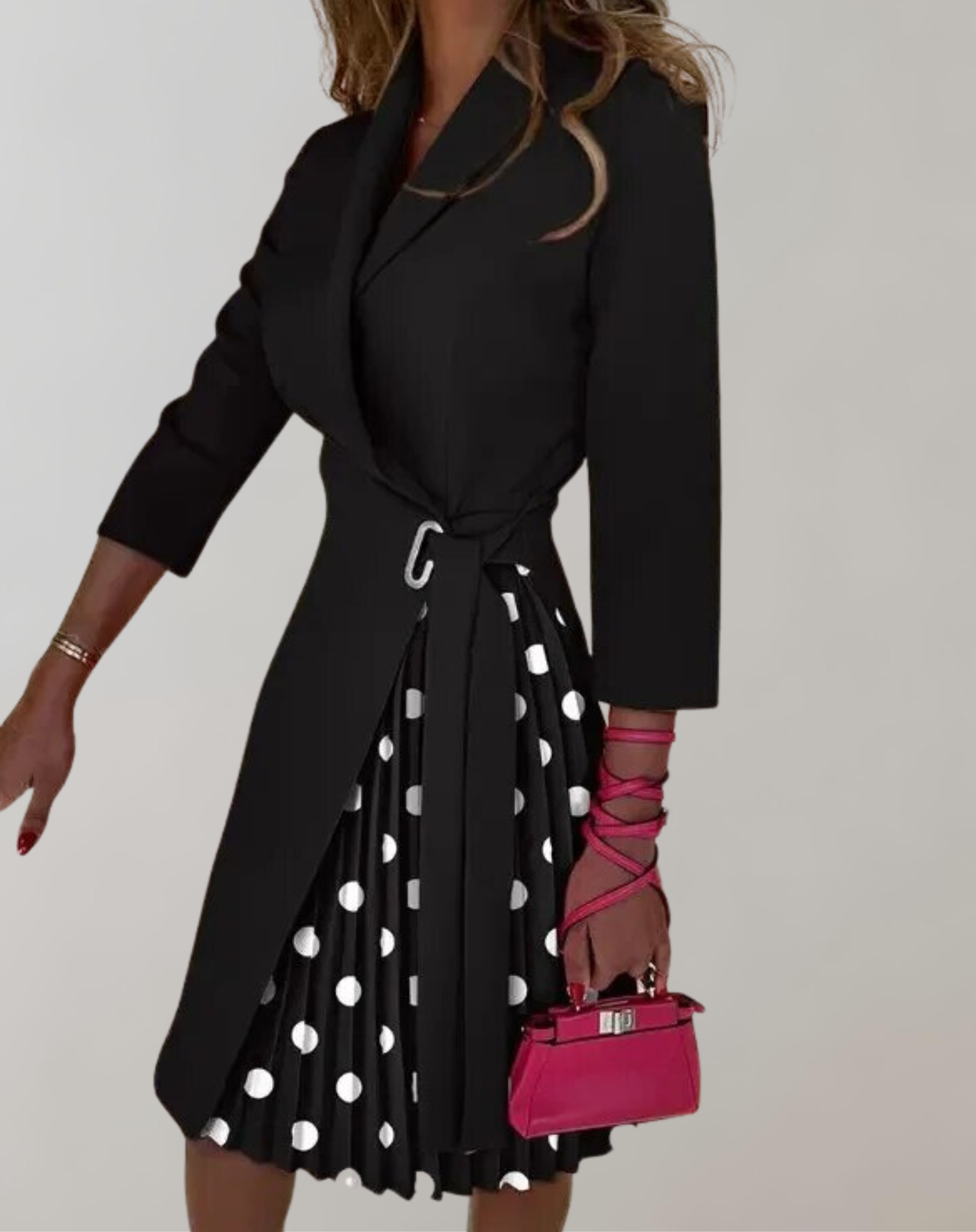 GR - Women's dress, printed, notched