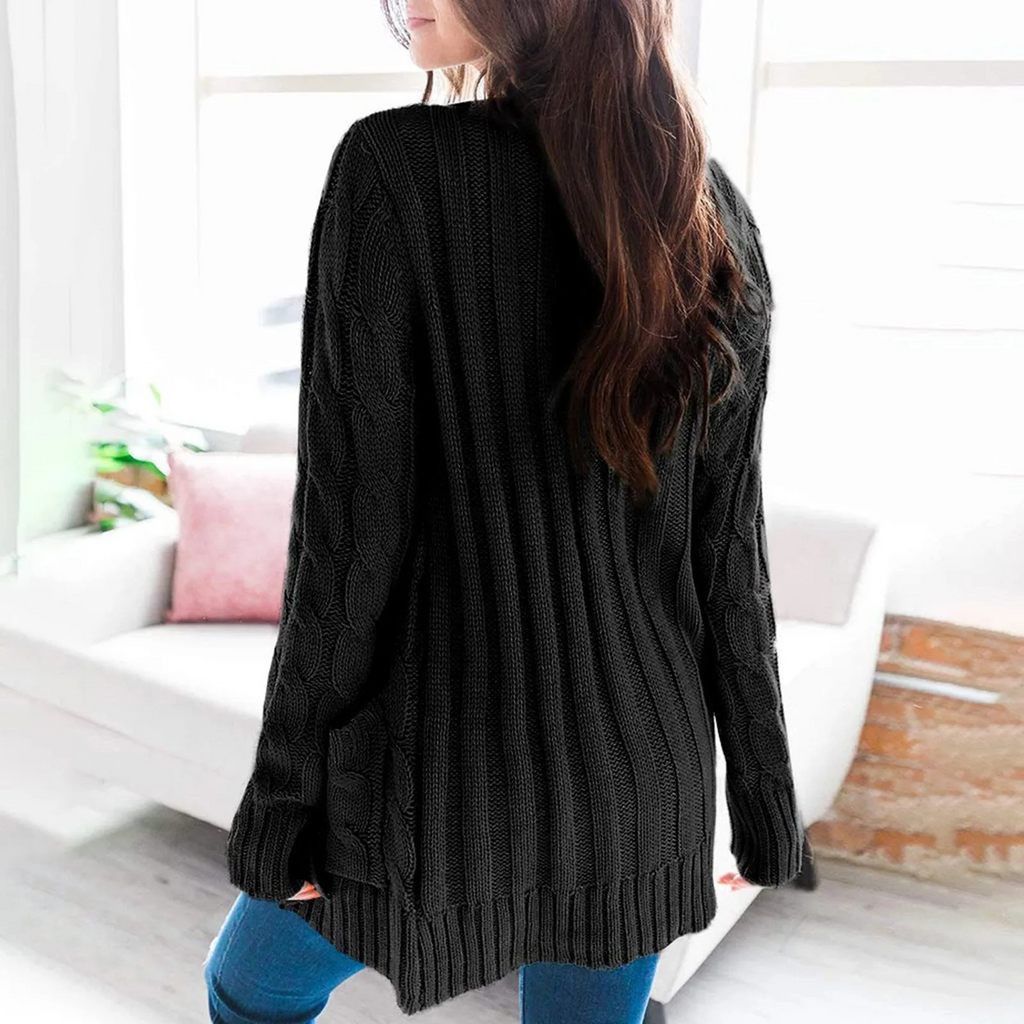 GR | Stylische Lange Strickjacke Für Damen Mit Knopfleiste