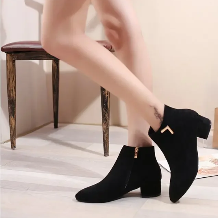 GR | Ankle boots with pointed toe and side zipper, women's ankle boots