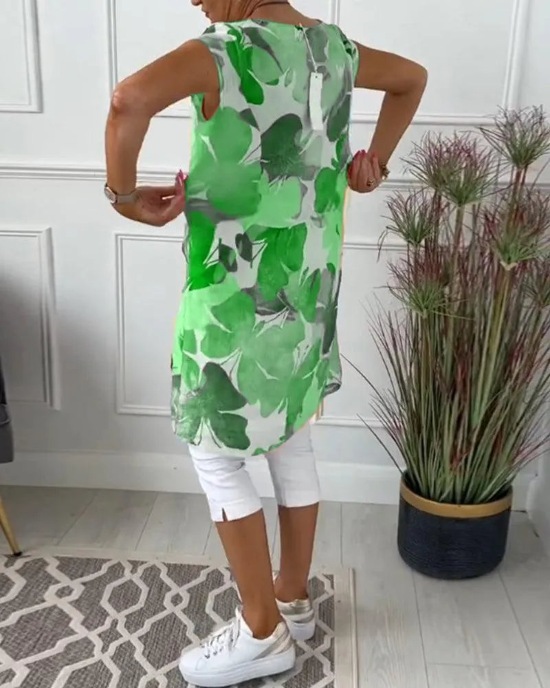 GR | Summer dress with asymmetrical cut and high slit