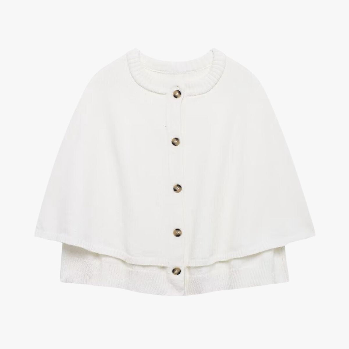GR | Strick Cape Mit Knöpfen Und Gestuftem Saum