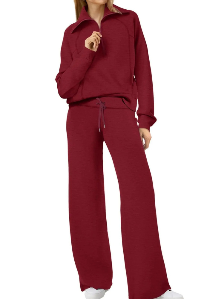 GR | Comfortable women's loungewear set with stand-up collar and drawstring, modern set
