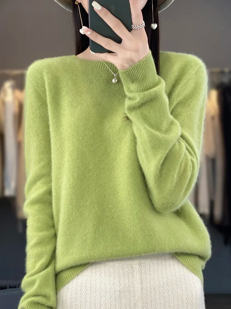 GR | Kaschmir Pullover Damen Runder Ausschnitt Weicher und Eleganter Strickpullover