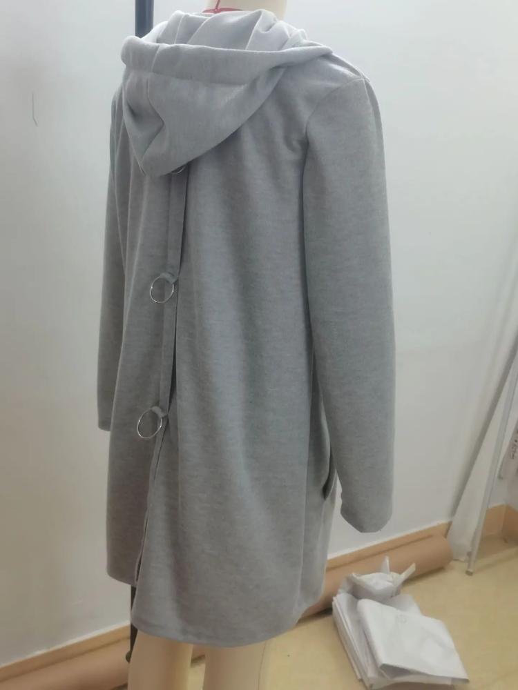 GR | Long Cardigans for Women Elegant Cardigan with Hood and Buttons