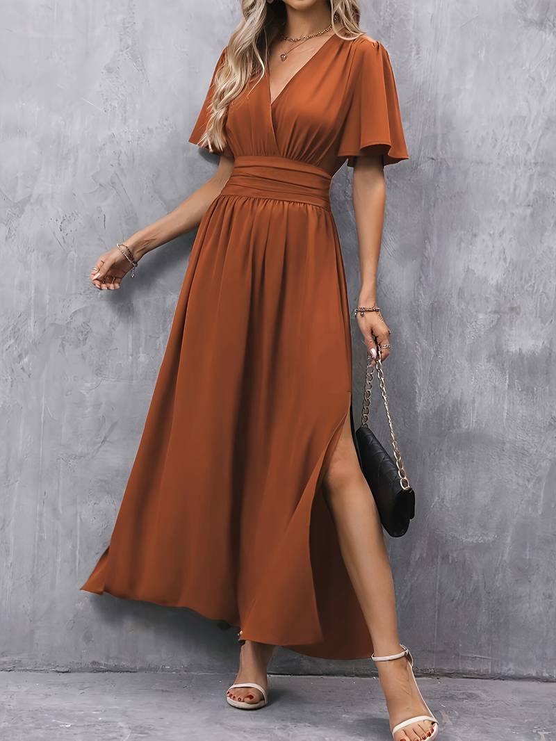 GR | Wickeloptik Plissierter Taillenkleid