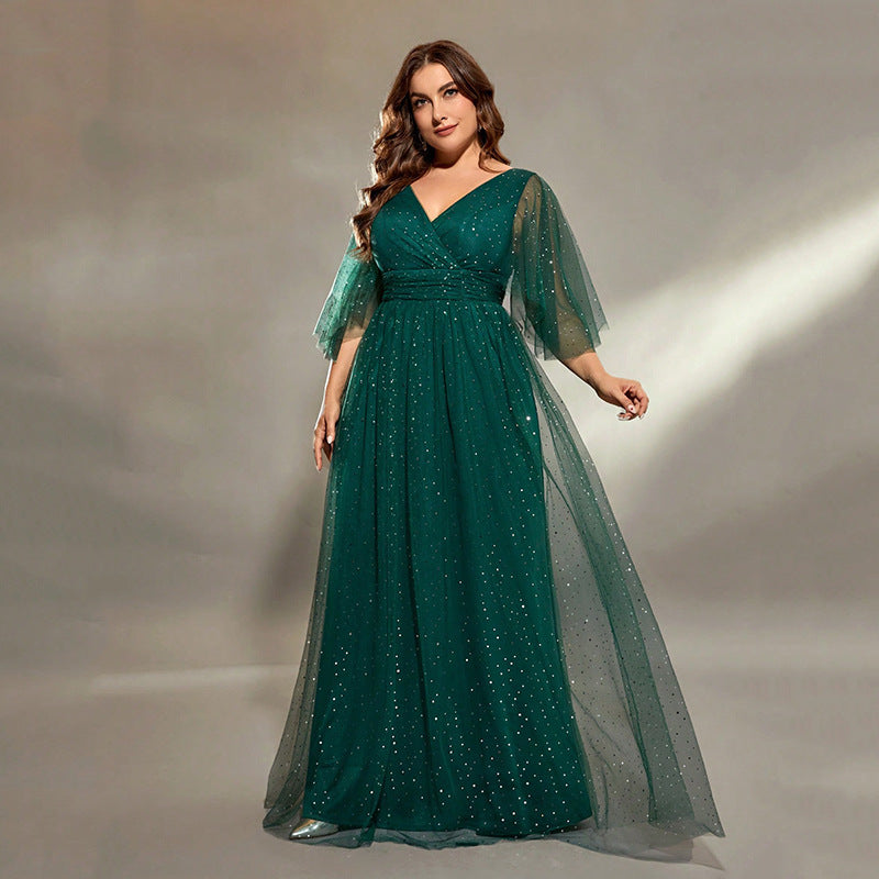 GR | Cocktail Evening Dress Kor Costumes Plus Size Long Host Solo Green Dress